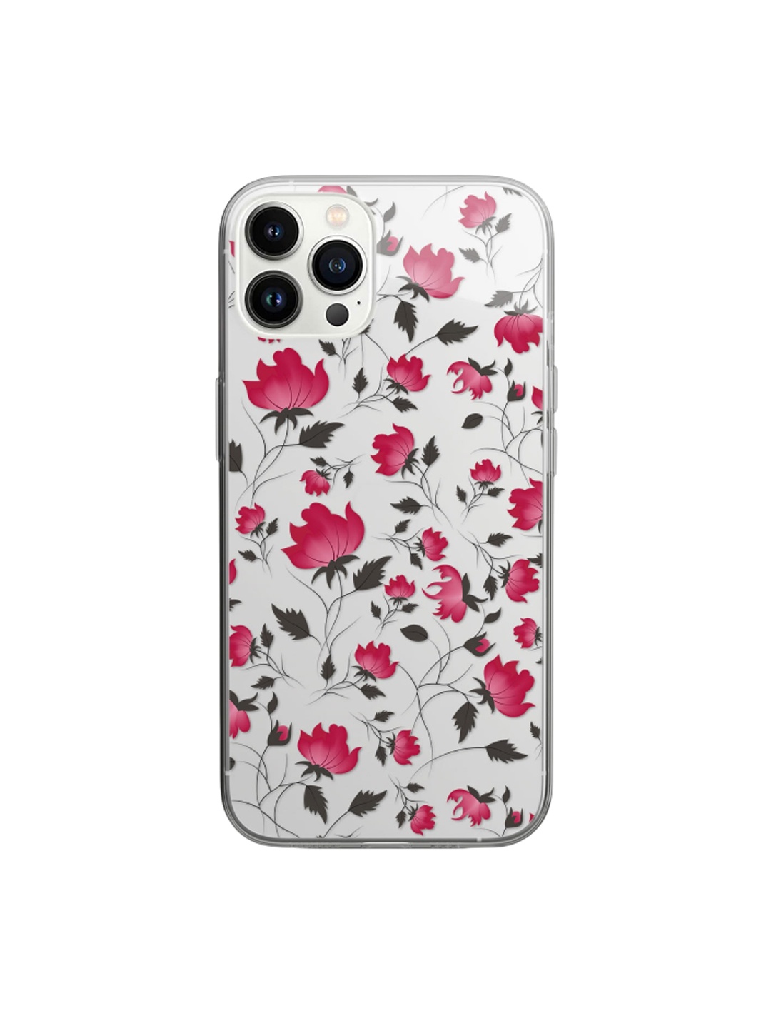 

macmerise White & Red Printed Calliope Pink Flame Design iPhone 14 Pro Clear Phone Back Case