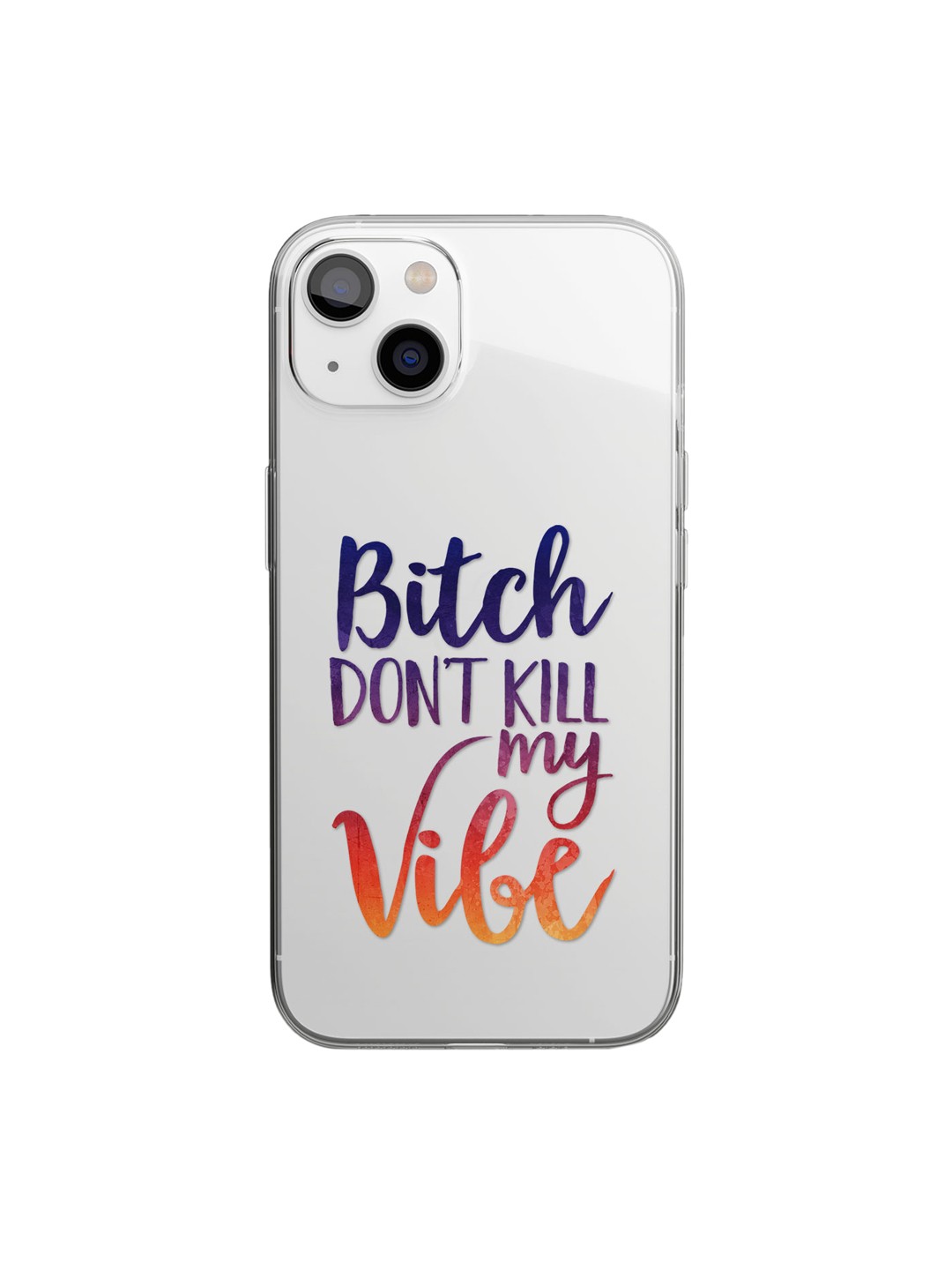 

macmerise Transparent & Purple Printed Dont kill my Vibe Design iPhone 14 Plus Clear Phone Back Case