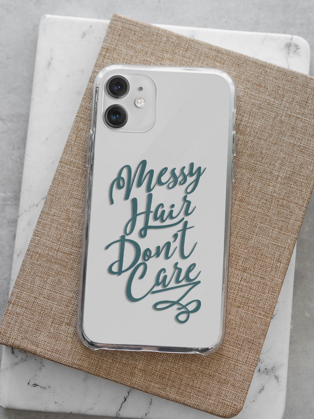 

macmerise Black Messy Hair Dont Care Design Printed iPhone 14 Back Case