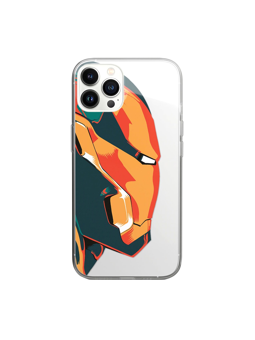 

macmerise White & Brown Ironman Printed Rubber iPhone 14 Pro Max Clear Case Cover