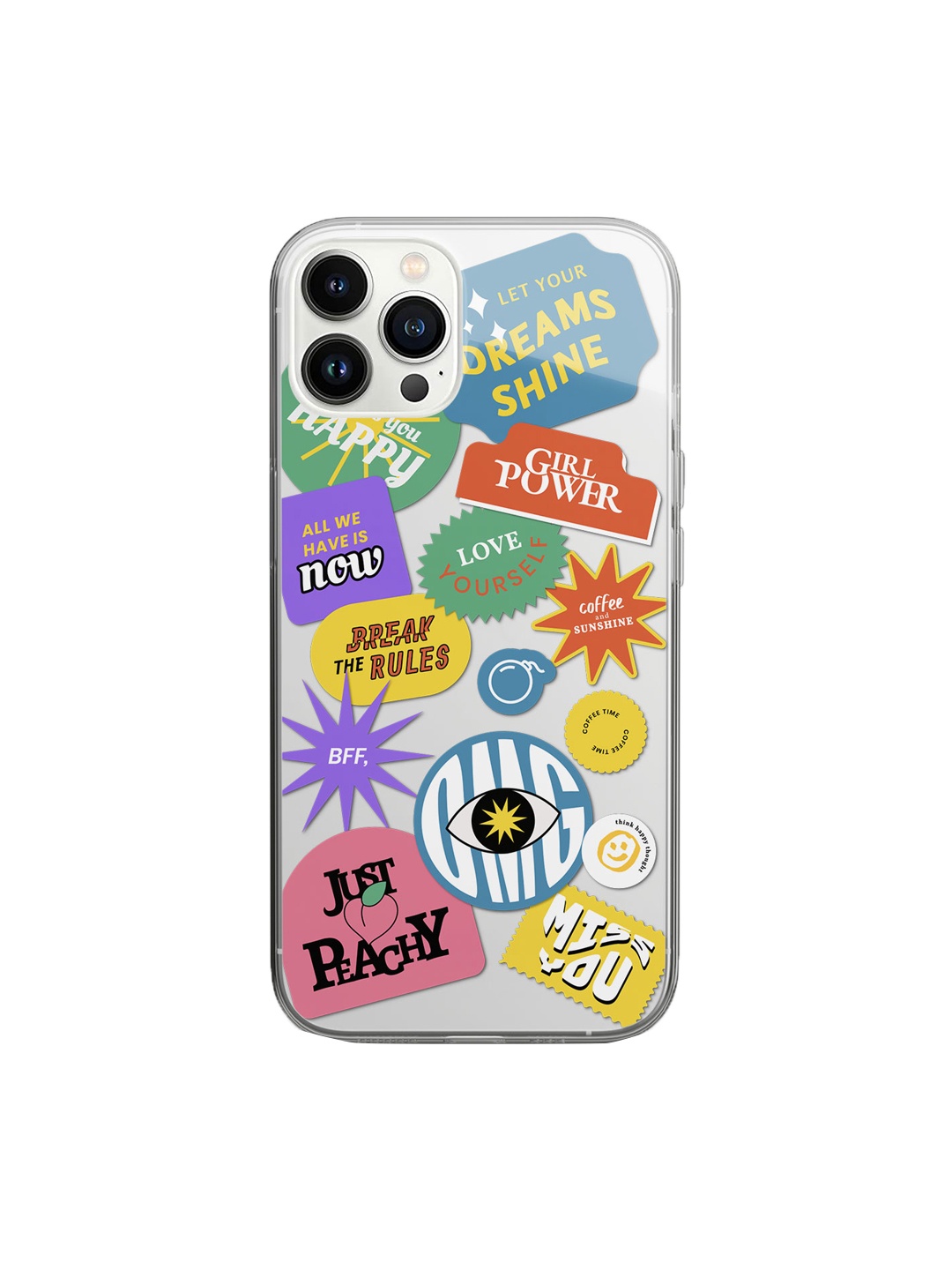 

macmerise White & Pink Printed iPhone 14 Pro Clear Phone Back Case