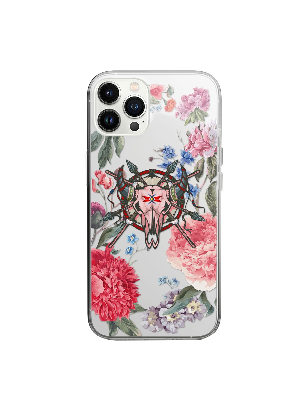 

macmerise Transparent Printed Floral Symmetry Design iPhone 14 Pro Max Clear Phone Back Case