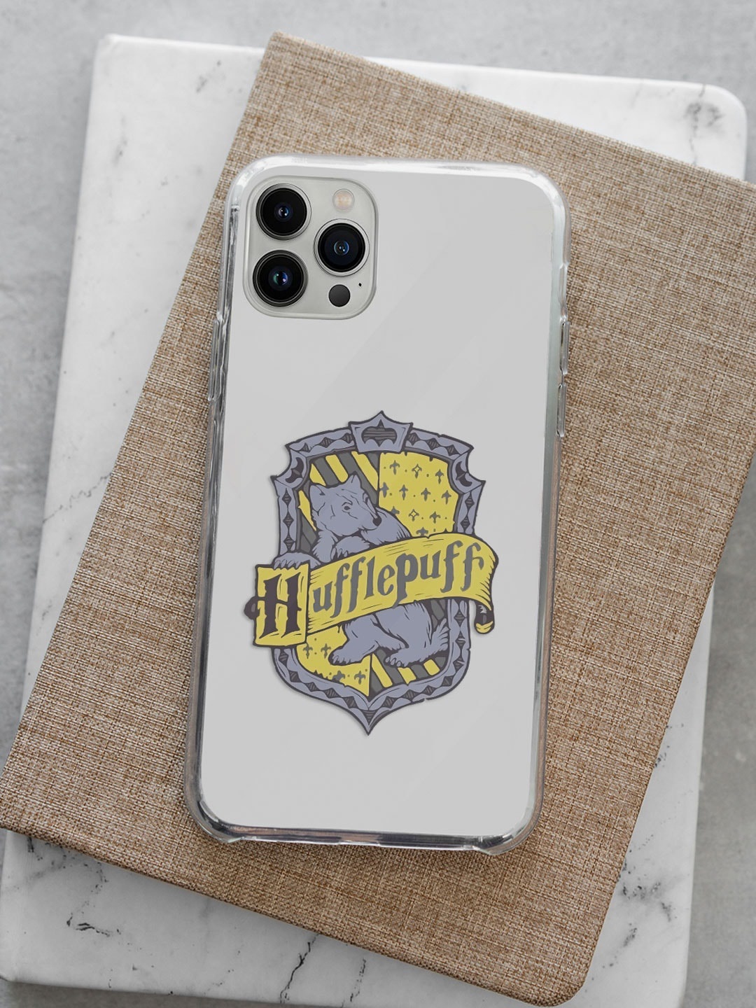 

macmerise Transparent & Yellow Printed Crest Hufflepuff Design iPhone 14 Pro Max Clear Phone Back Case