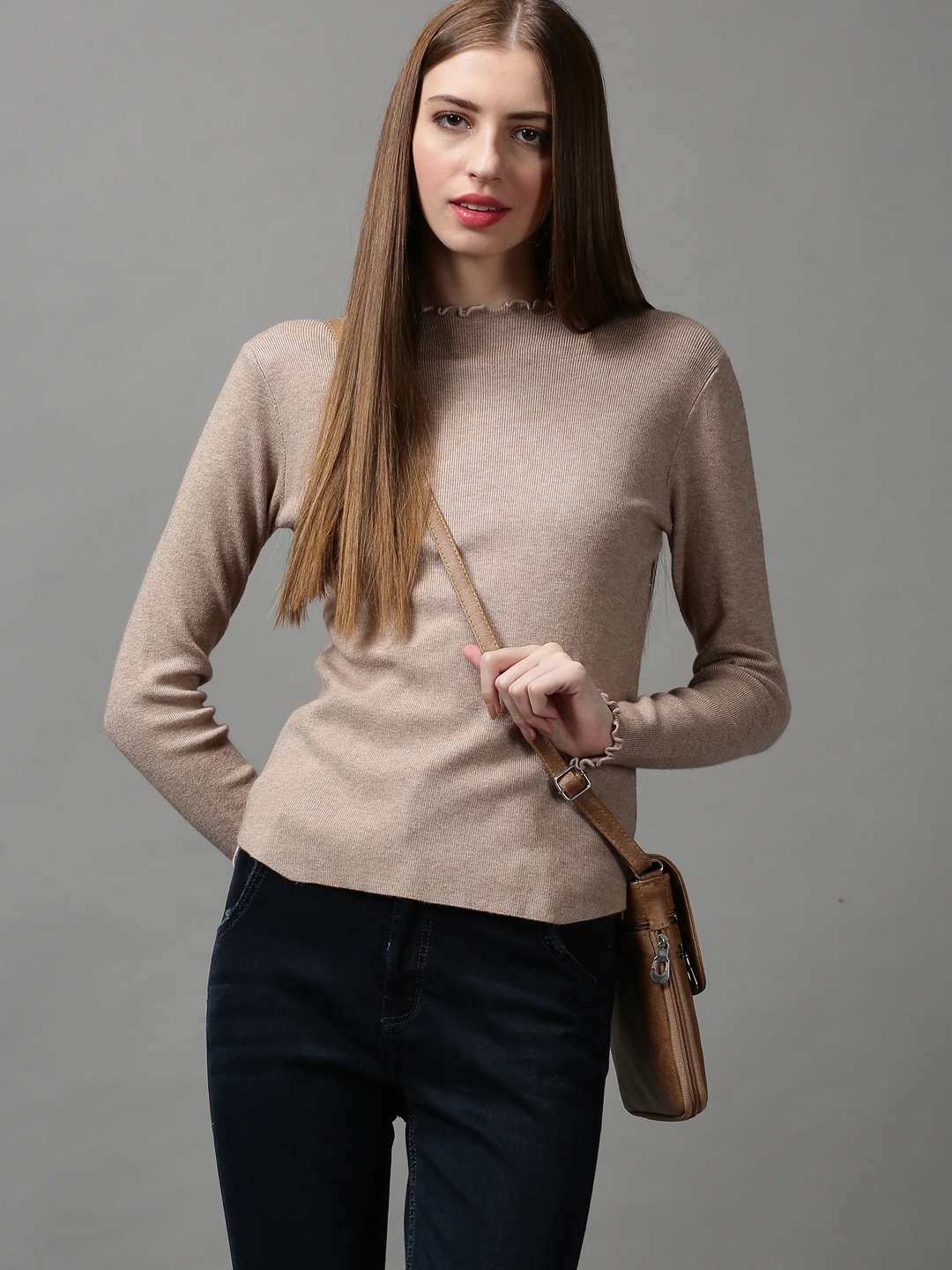 

SHOWOFF Women Beige Solid Pullover