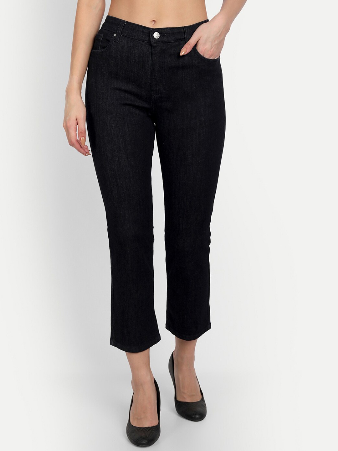 

Lorem Ginzo Women Black Straight Fit High-Rise Stretchable Jeans
