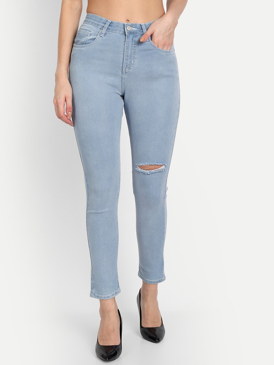 

Lorem Ginzo Women Blue Skinny Fit High-Rise Mildly Distressed Stretchable Jeans