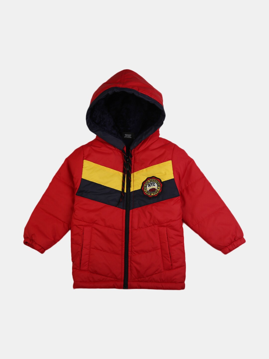 

V-Mart Unisex Kids Red Yellow Cotton Colourblocked Lightweight Puffer Jacket