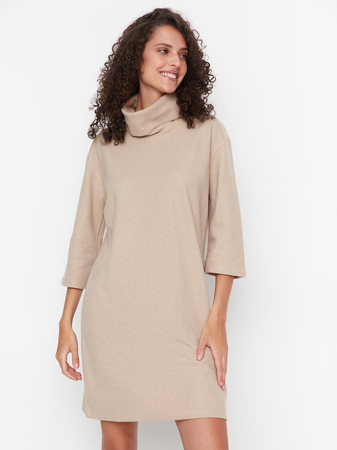 

Trendyol Brown Solid A-Line Dress