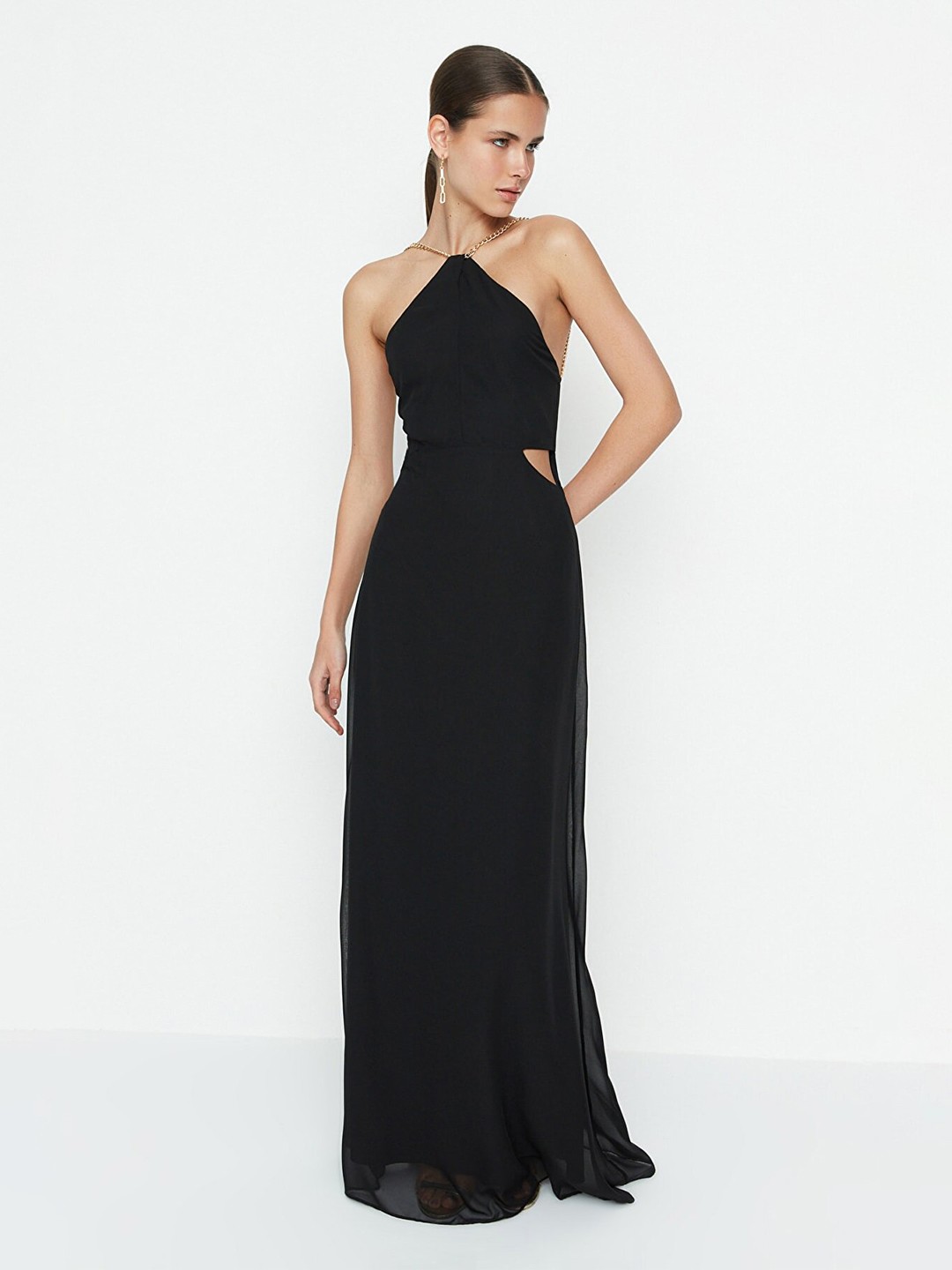 

Trendyol Women Black Halter Neck Sheath Maxi Dress