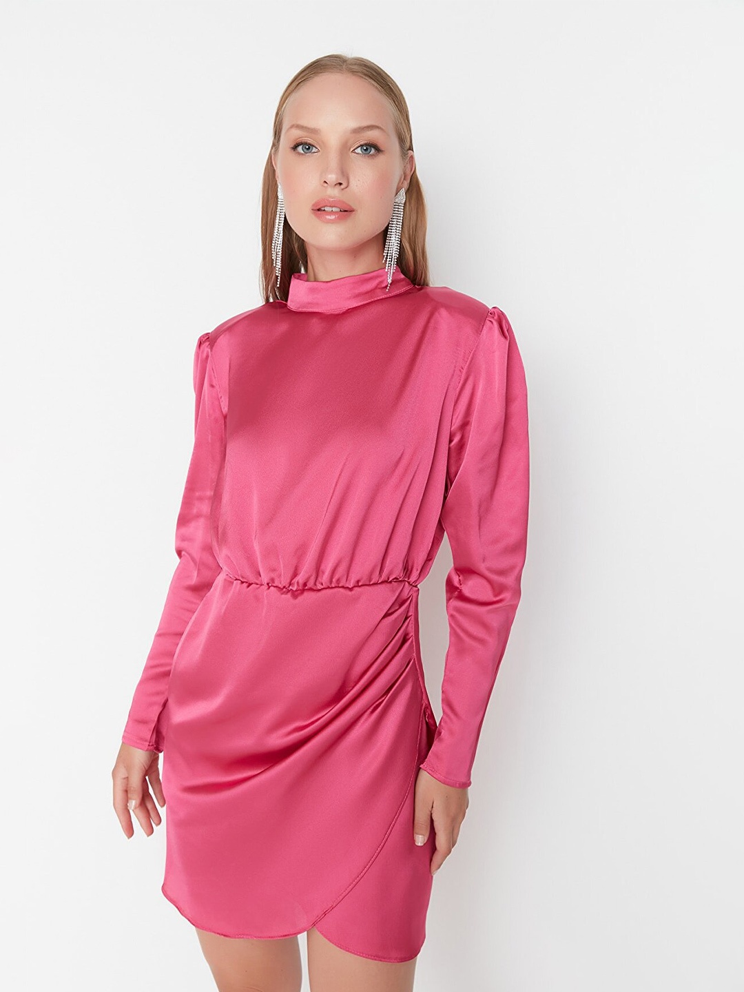 

Trendyol Pink Satin Sheath Dress