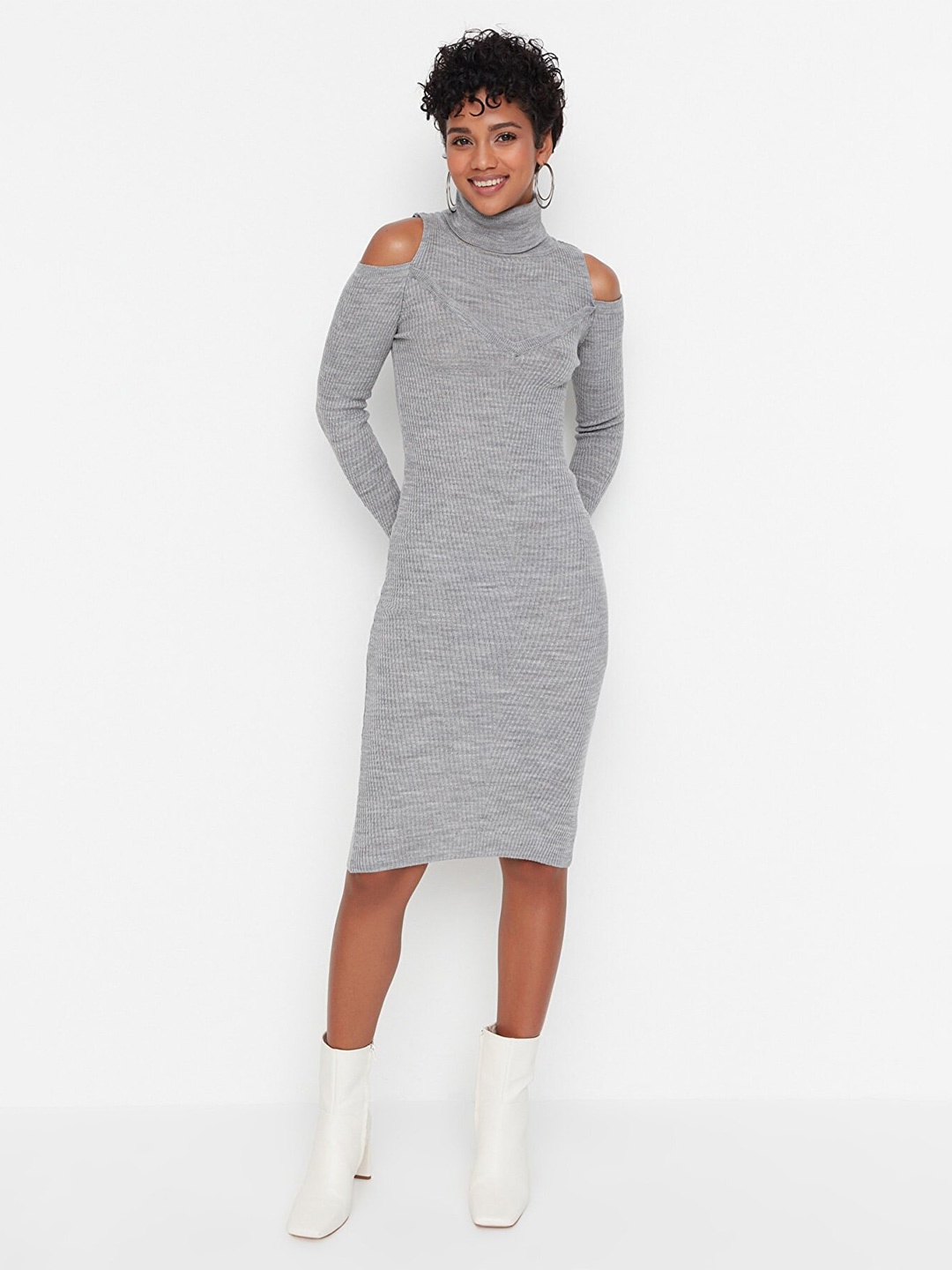 

Trendyol Grey Melange Bodycon Dress