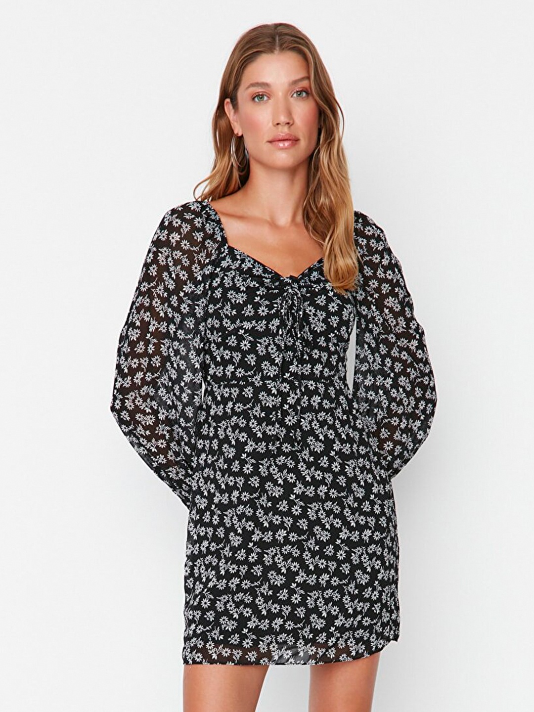 

Trendyol Black & White Floral Mini Dress