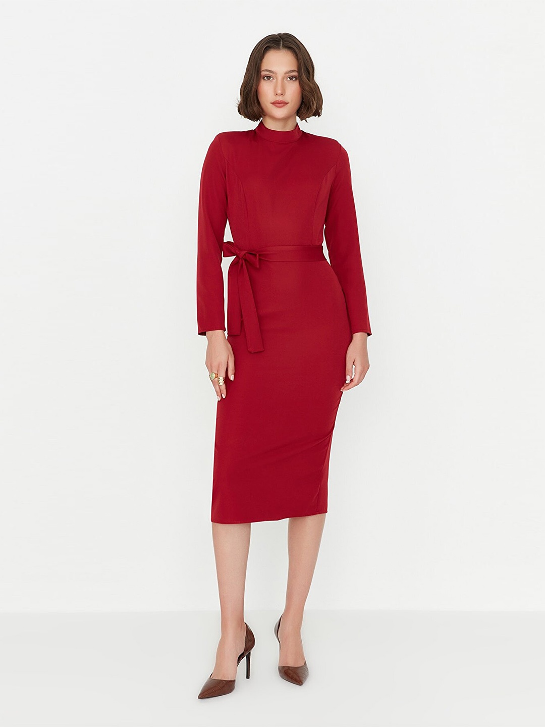 

Trendyol Burgundy Sheath Midi Dress