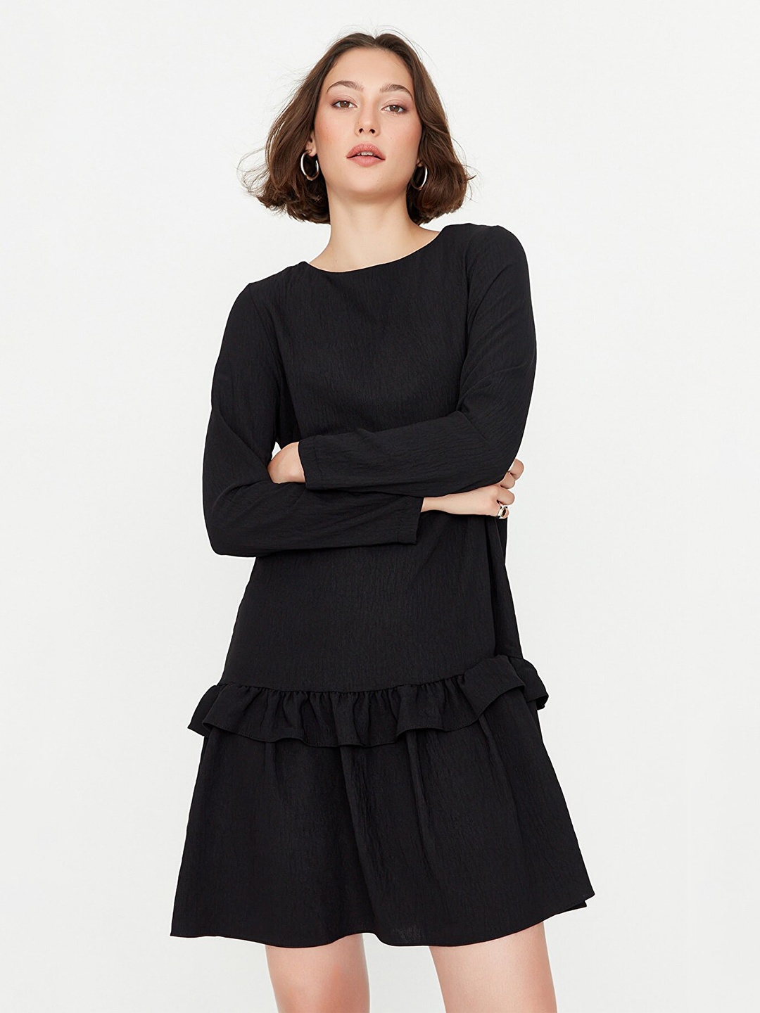 

Trendyol Black Drop-Waist Mini Dress