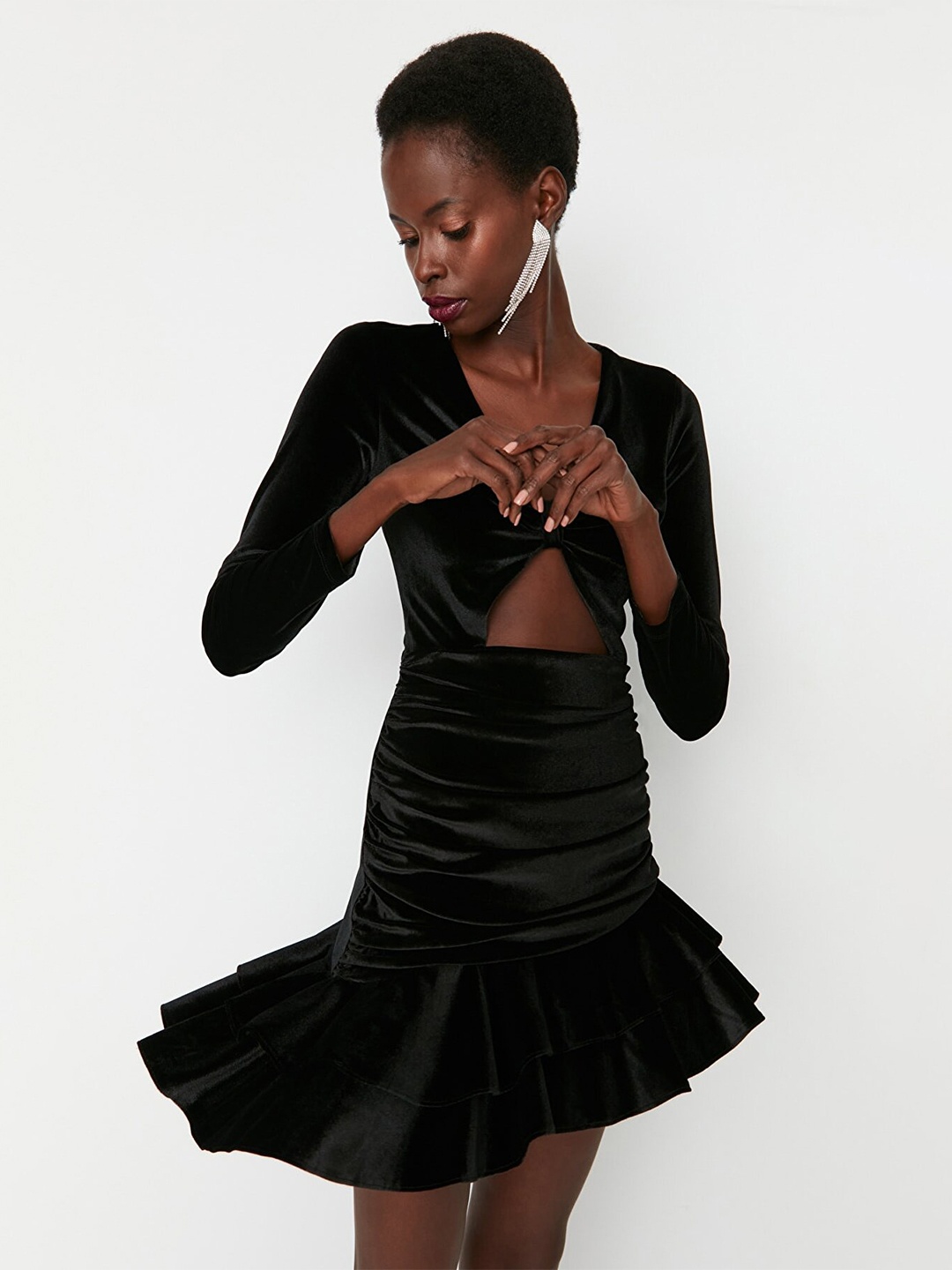 

Trendyol Women Black Solid Cut-Outs Sheath Mini Dress