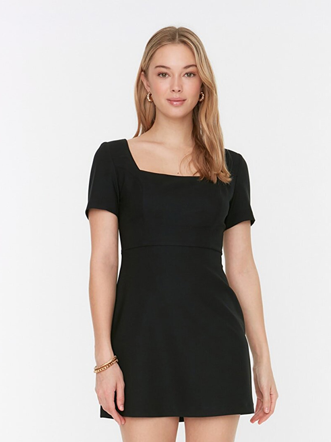 

Trendyol Women Black Solid Sheath Mini Dress