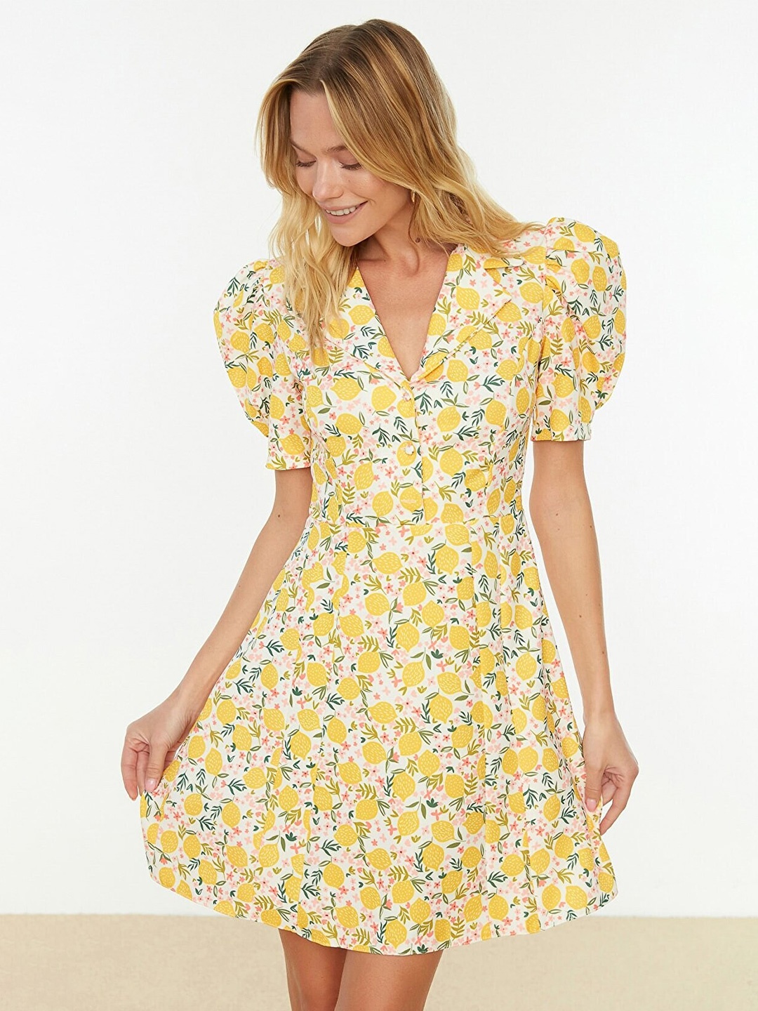 

Trendyol Women Yellow Floral Printed Dress