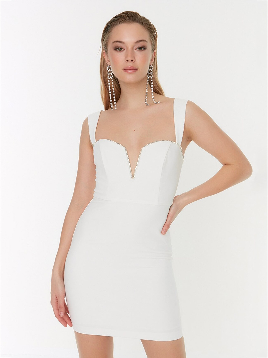 

Trendyol Women White Solid Bodycon Mini Dress