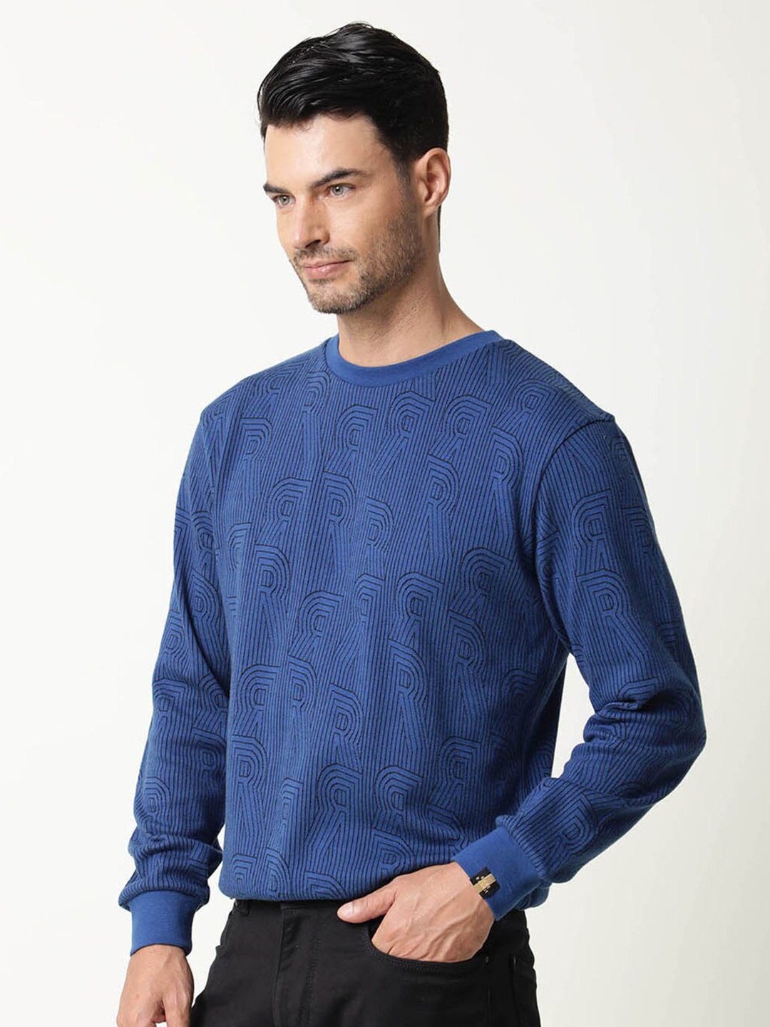 

RARE RABBIT Men Ove Graphic Print Sweatshirt, Blue