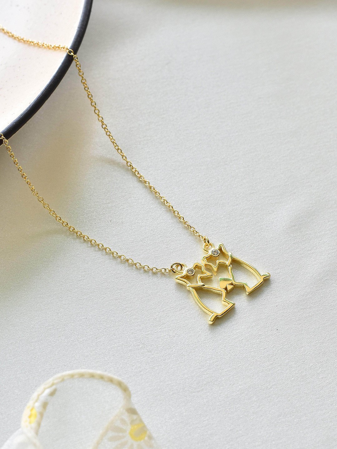 

Klissaa Brass Gemini Zodiac Gold Plated Necklace