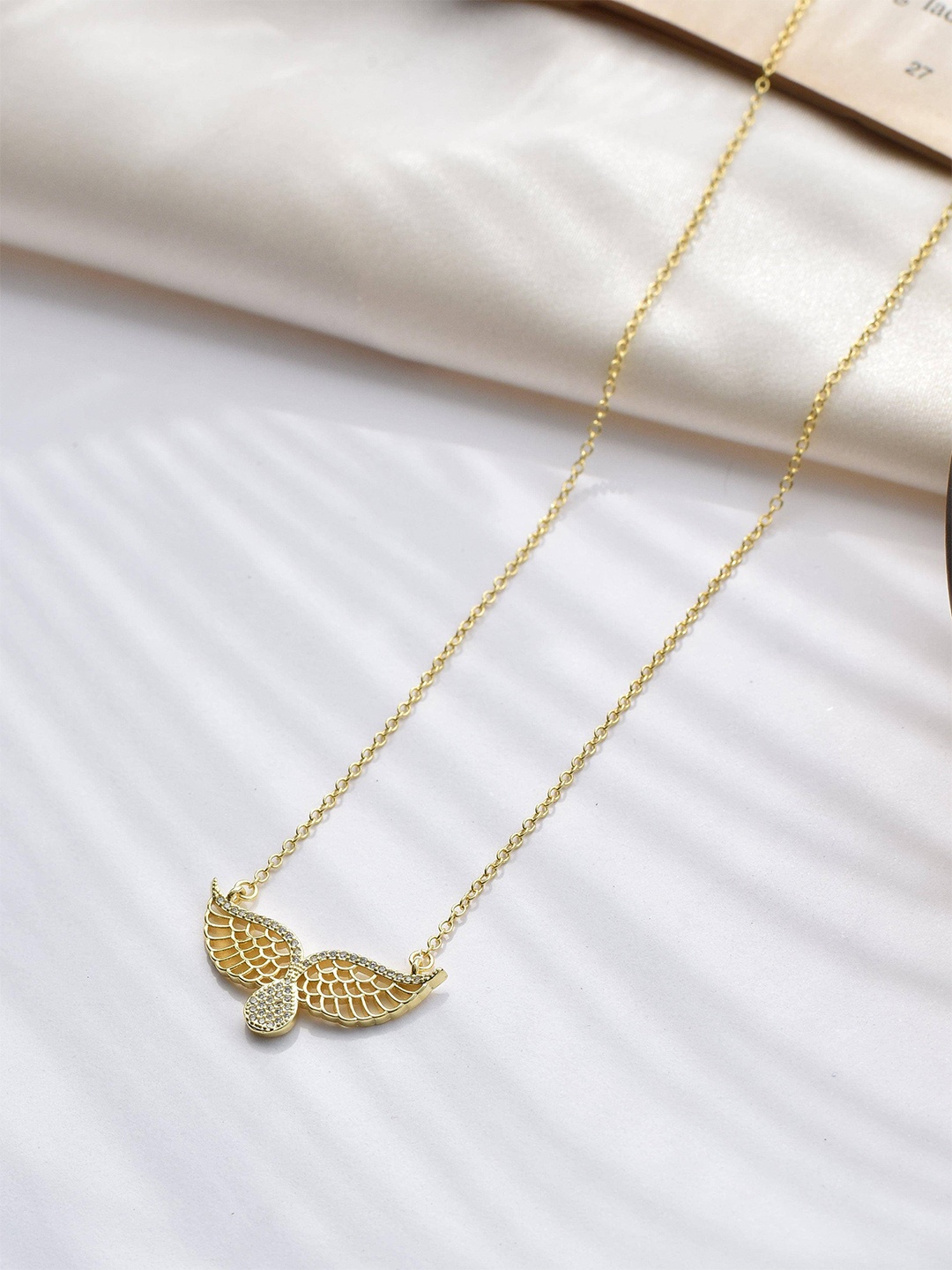 

Klissaa White Brass Gold-Plated Winger Necklace