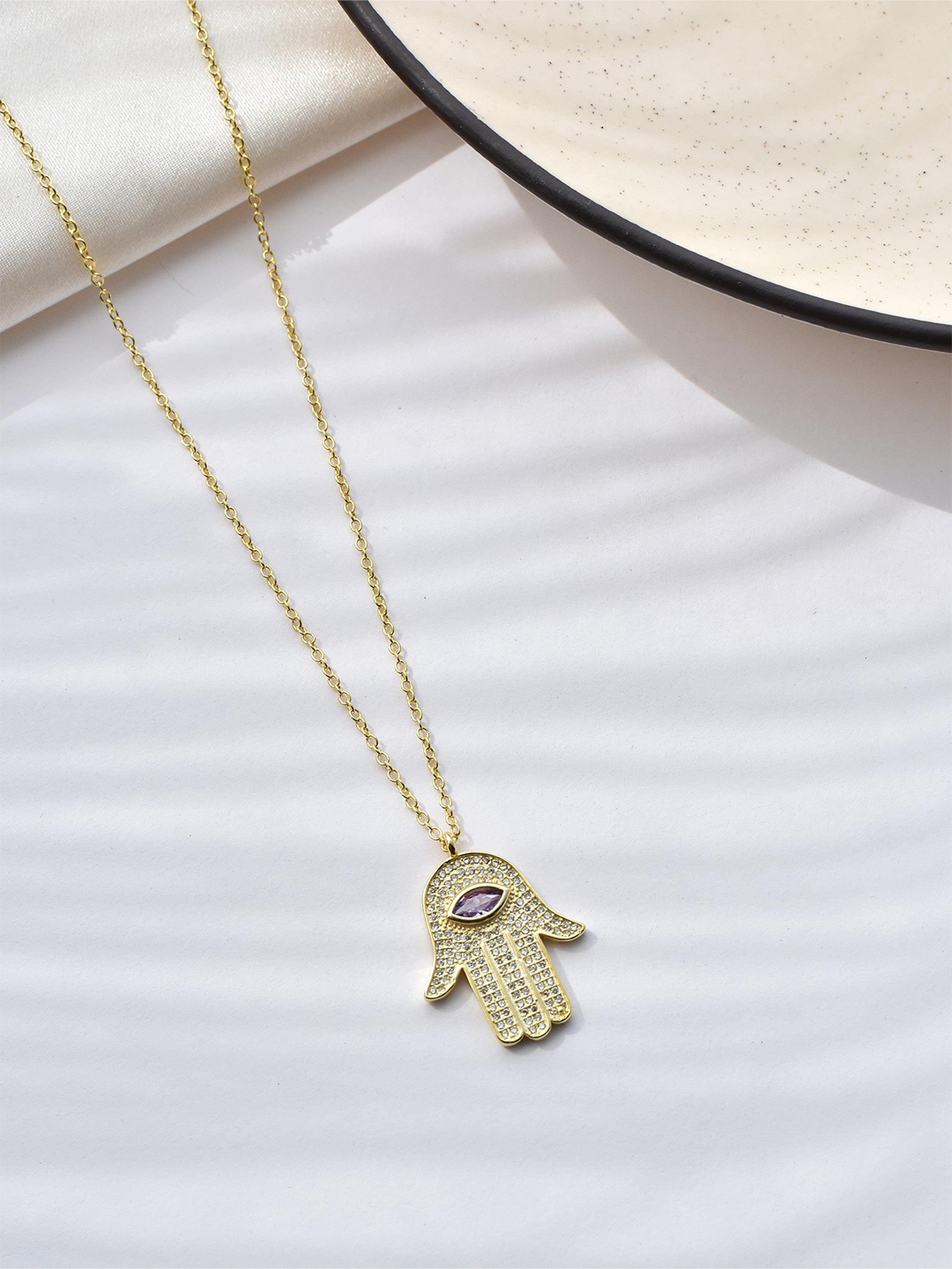 

Klissaa Gold-Plated Hamsa Pendant Necklace