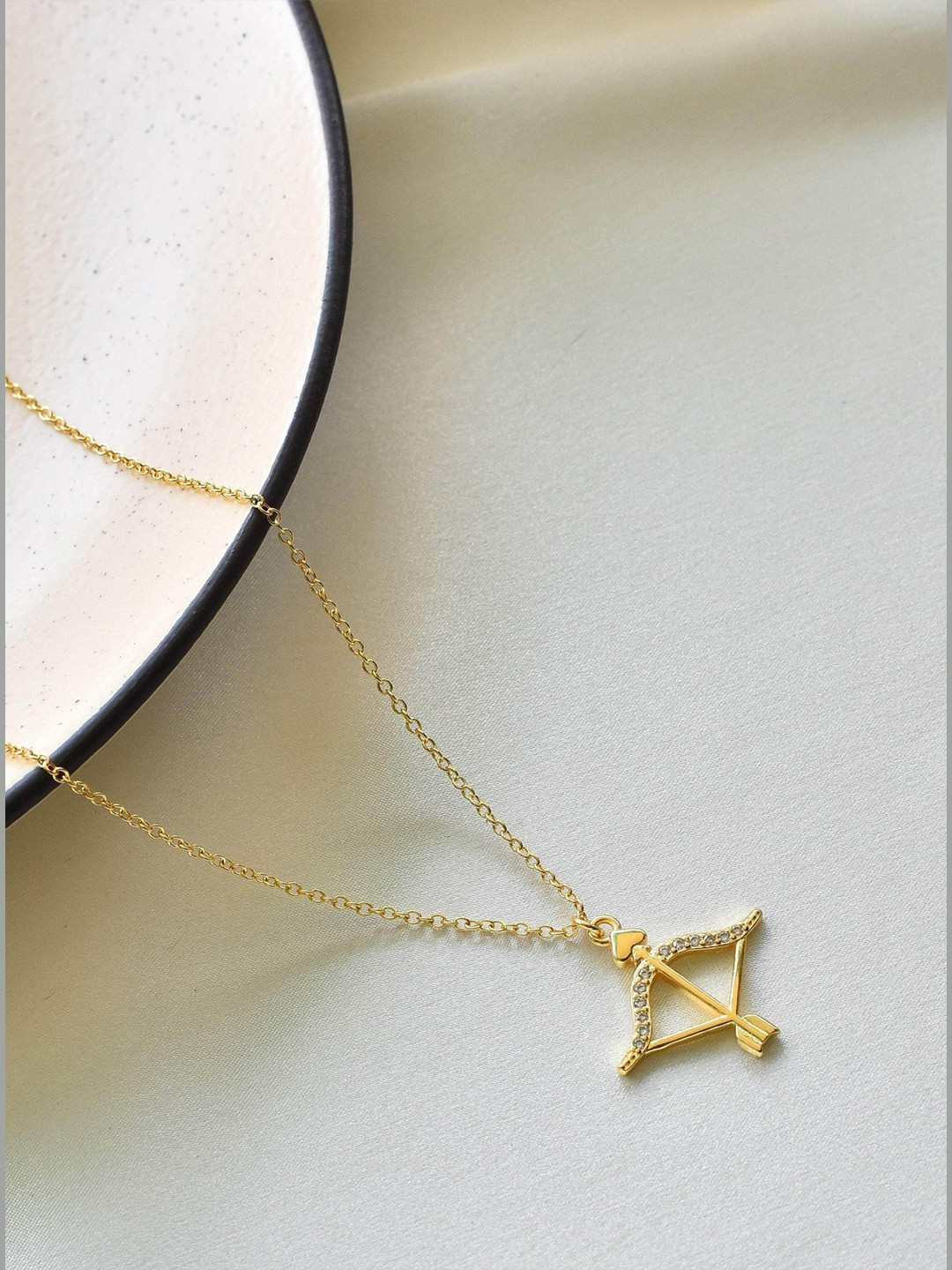 

Klissaa Gold-Toned & White Brass Sagittarius Zodiac Gold Plated Necklace