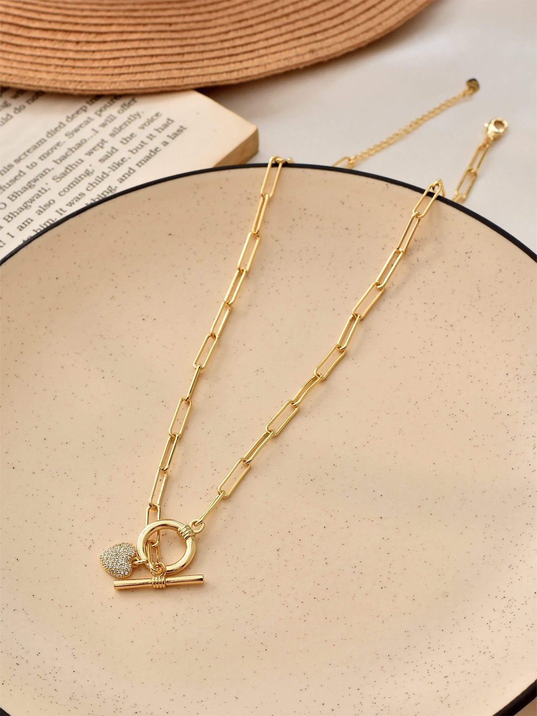 

Klissaa Golden Love Statement Necklace, Gold
