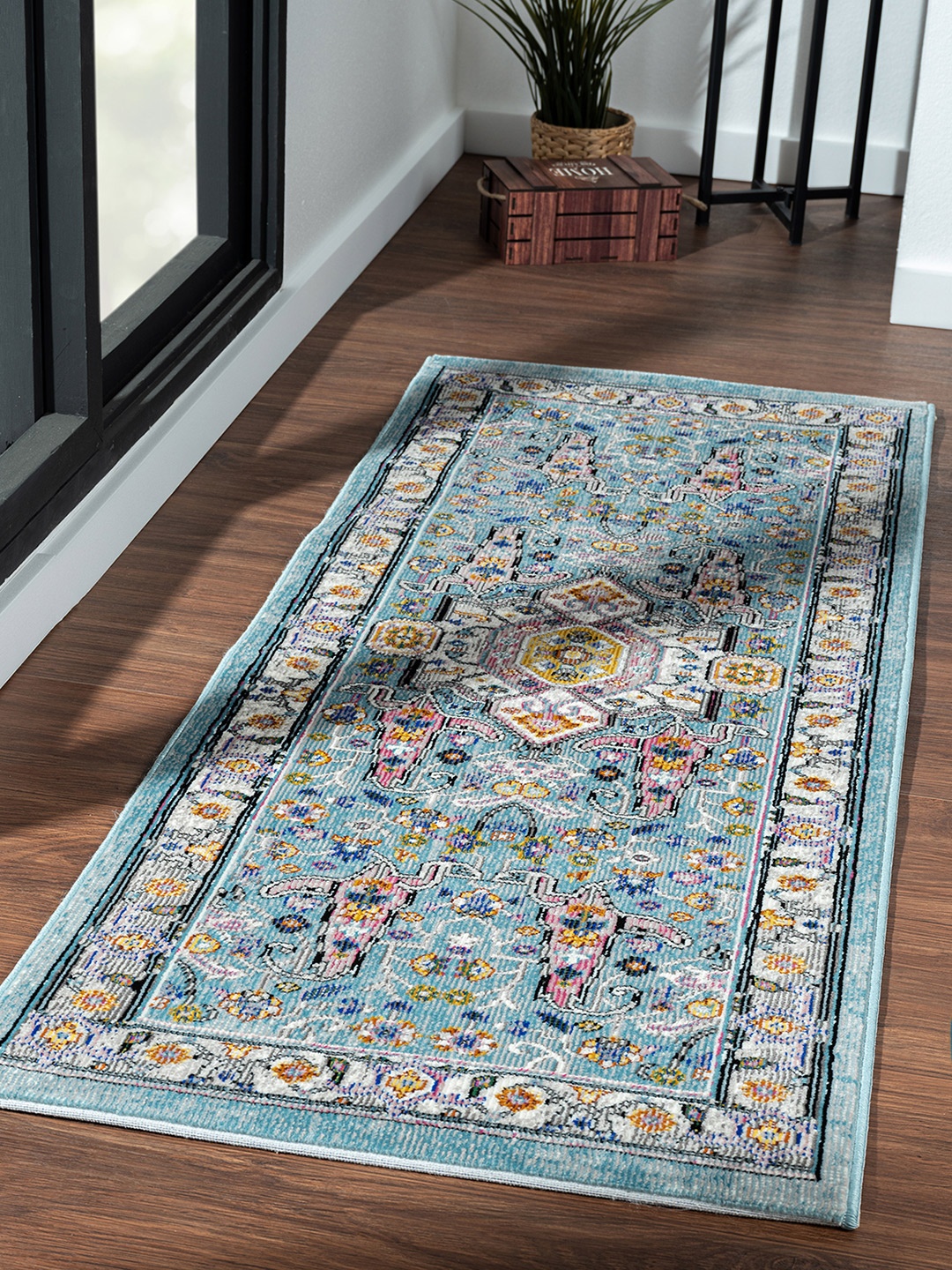 

OBSESSIONS Blue Ethnic Motifs Anti-static Floor Runner