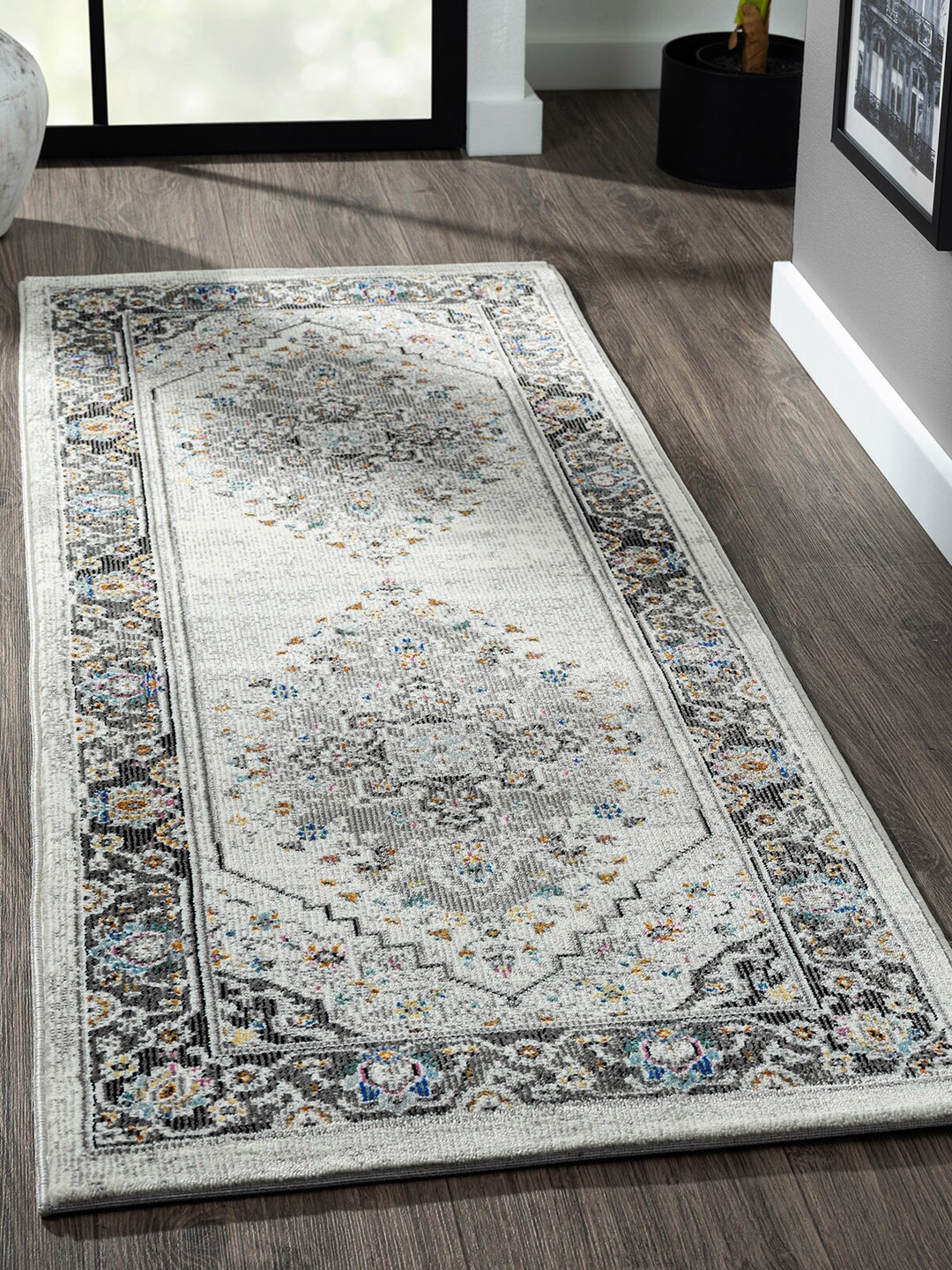 

OBSESSIONS Beige & Grey Printed Anti-static Floor Runner