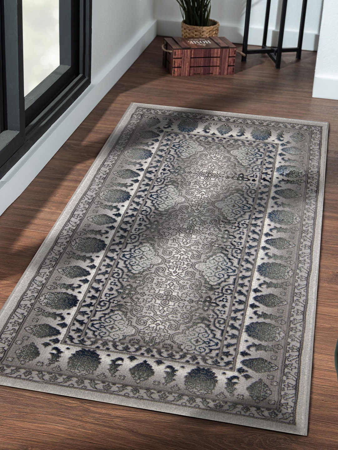 

OBSESSIONS Grey & Silver-Colored Anti-Bacterial Floor Runner