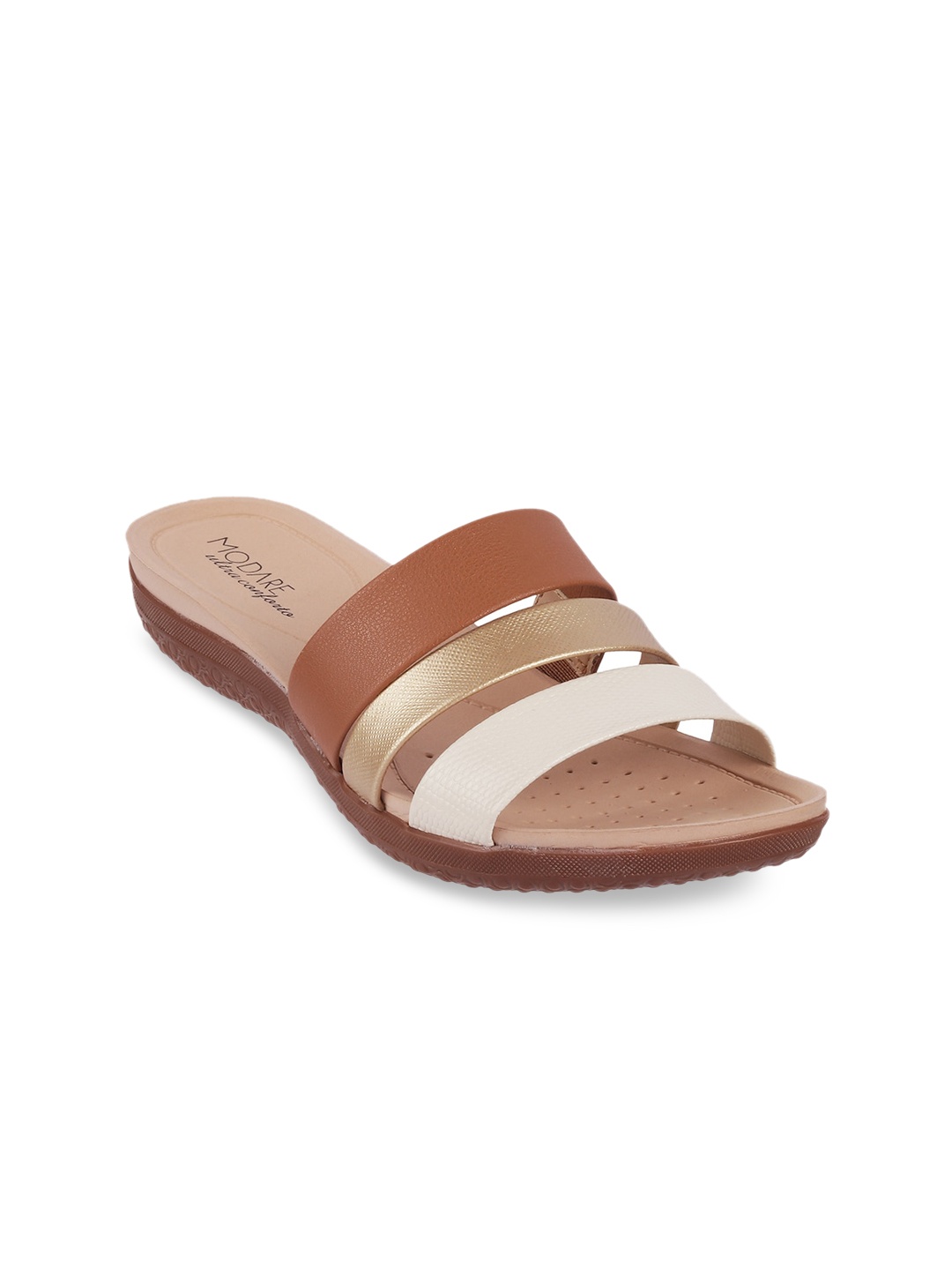 

MODARE Women Off White Open Toe Slip-On Flats