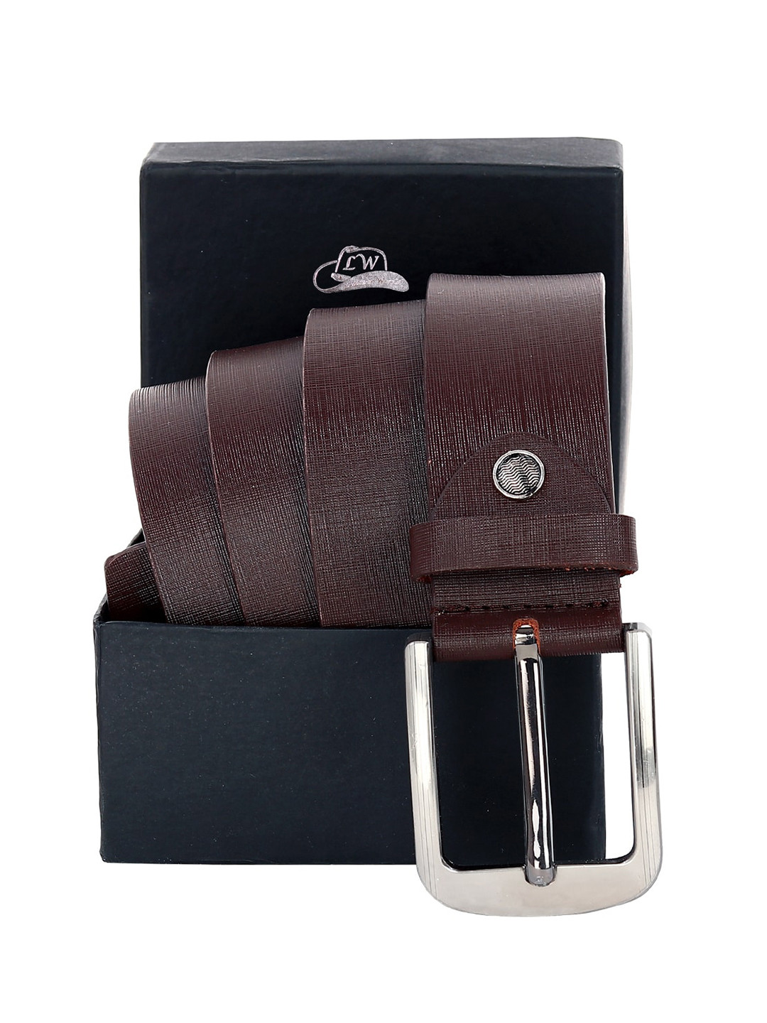 

Leather World Men Brown Textured Leather Formal Belt