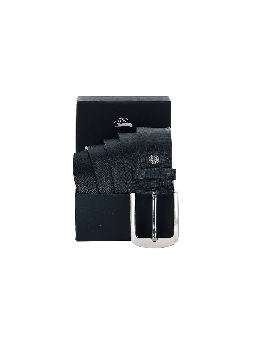 

Leather World Men Black Textured Leather Formal Belt