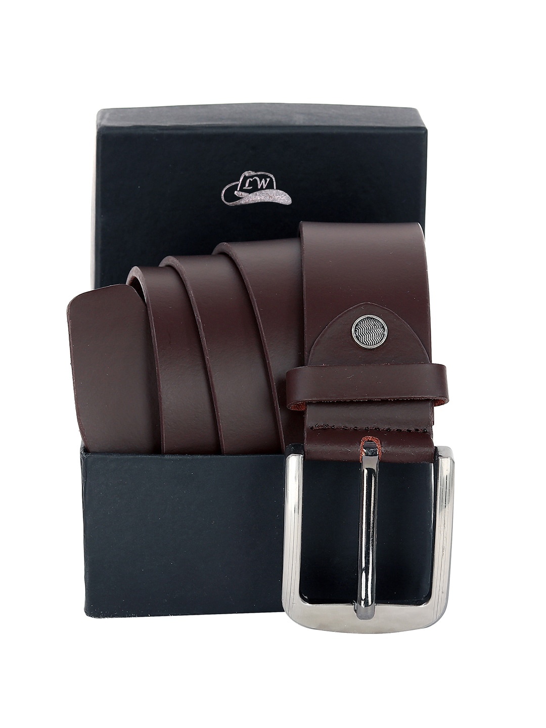 

Leather World Men Brown Leather Formal Belt
