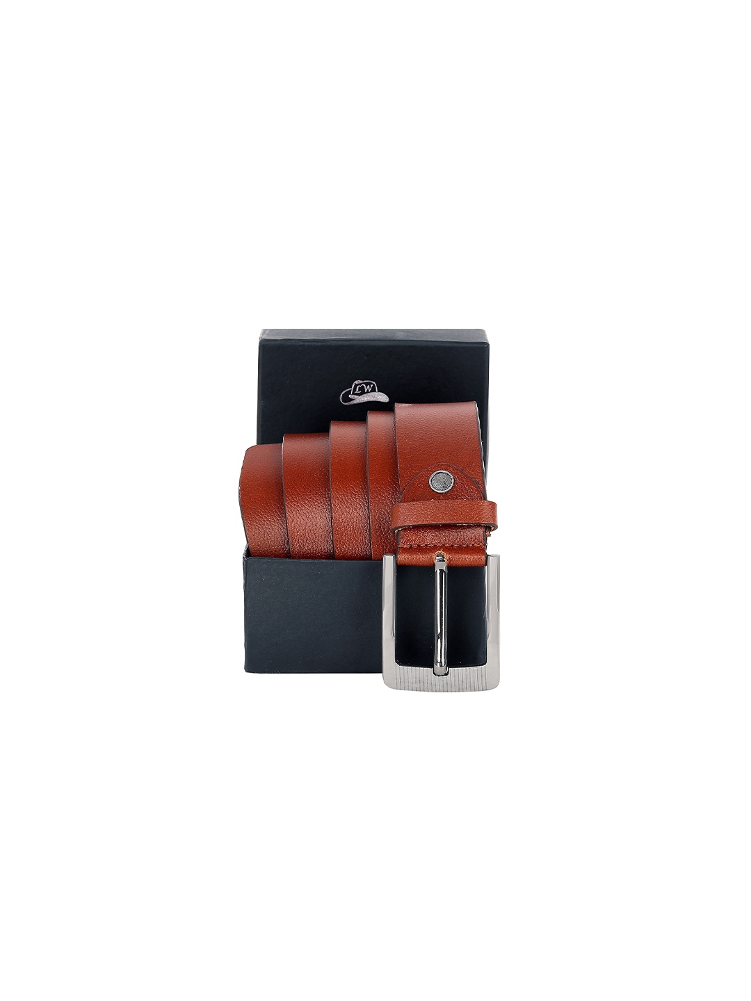 Leather World Men Tan Textured Genuine Leather Formal Belt