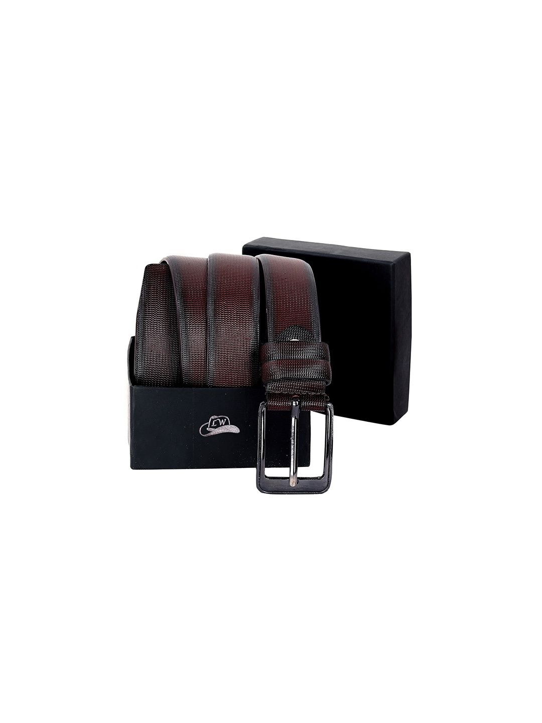 

Leather World Men Brown Textured Leather Formal Belt