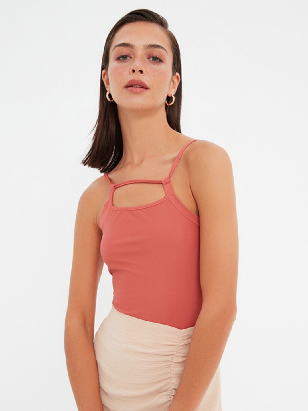 

Trendyol Women Peach-Coloured Styled Back Top