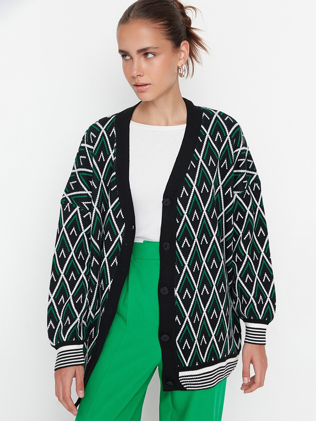 

Trendyol Women Black Geometric Longline