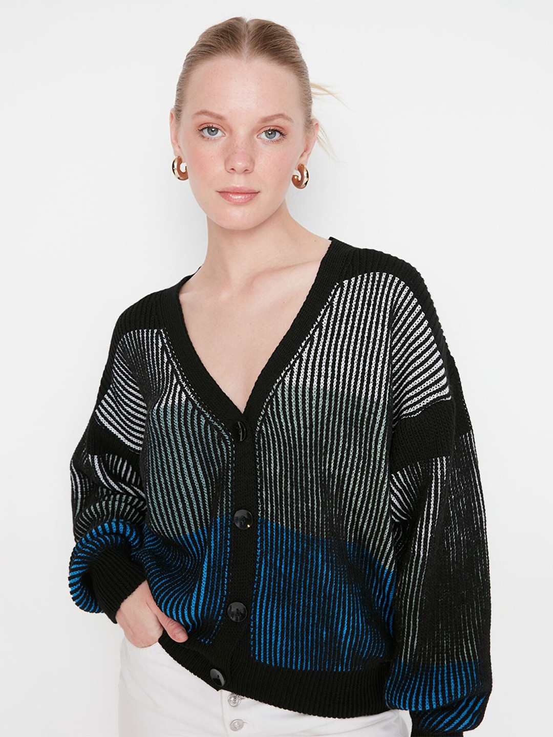 

Trendyol Women Knitted Extended Sleeves Top, Black