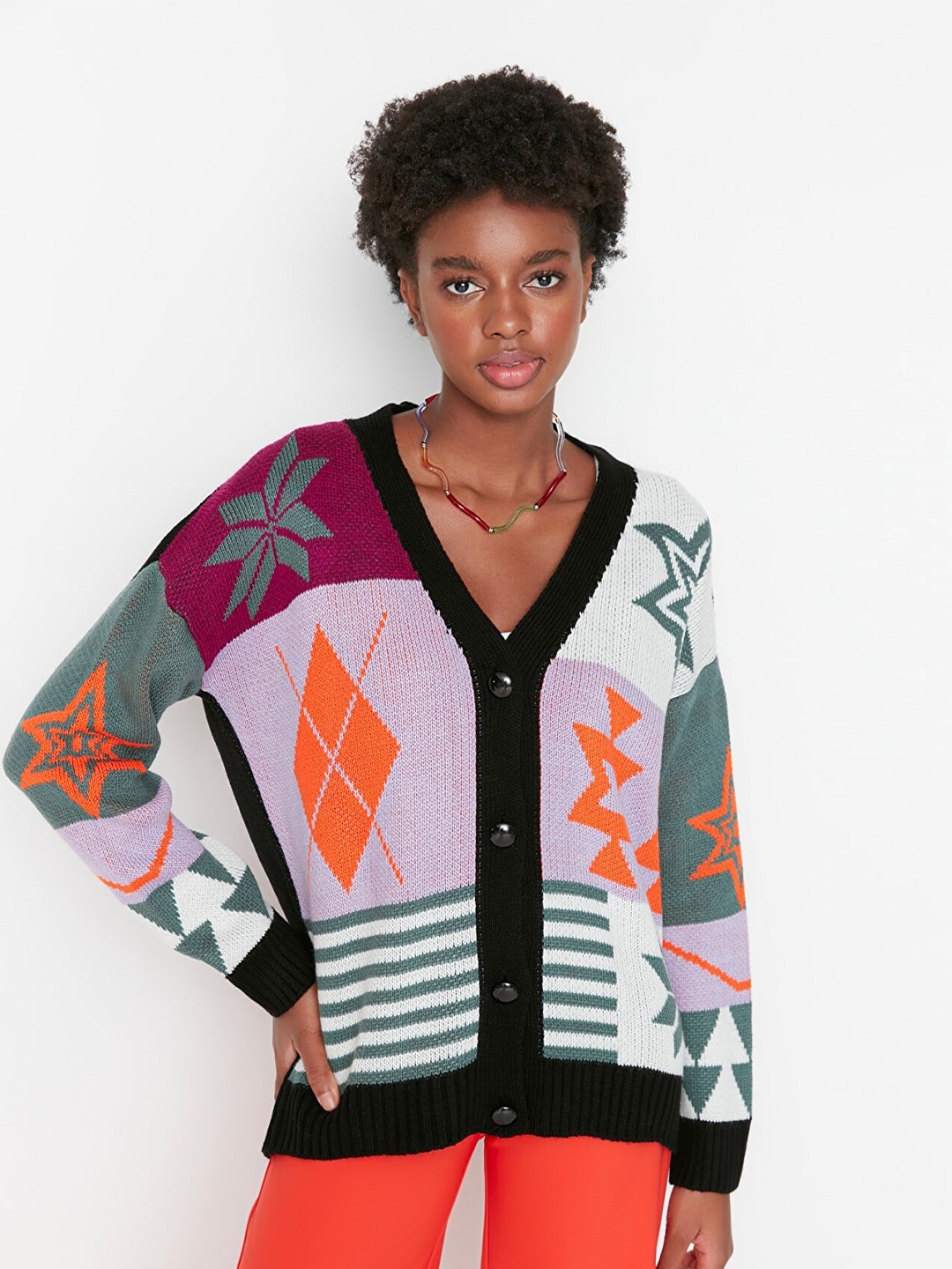 

Trendyol Women Black Floral Printed Cardigan