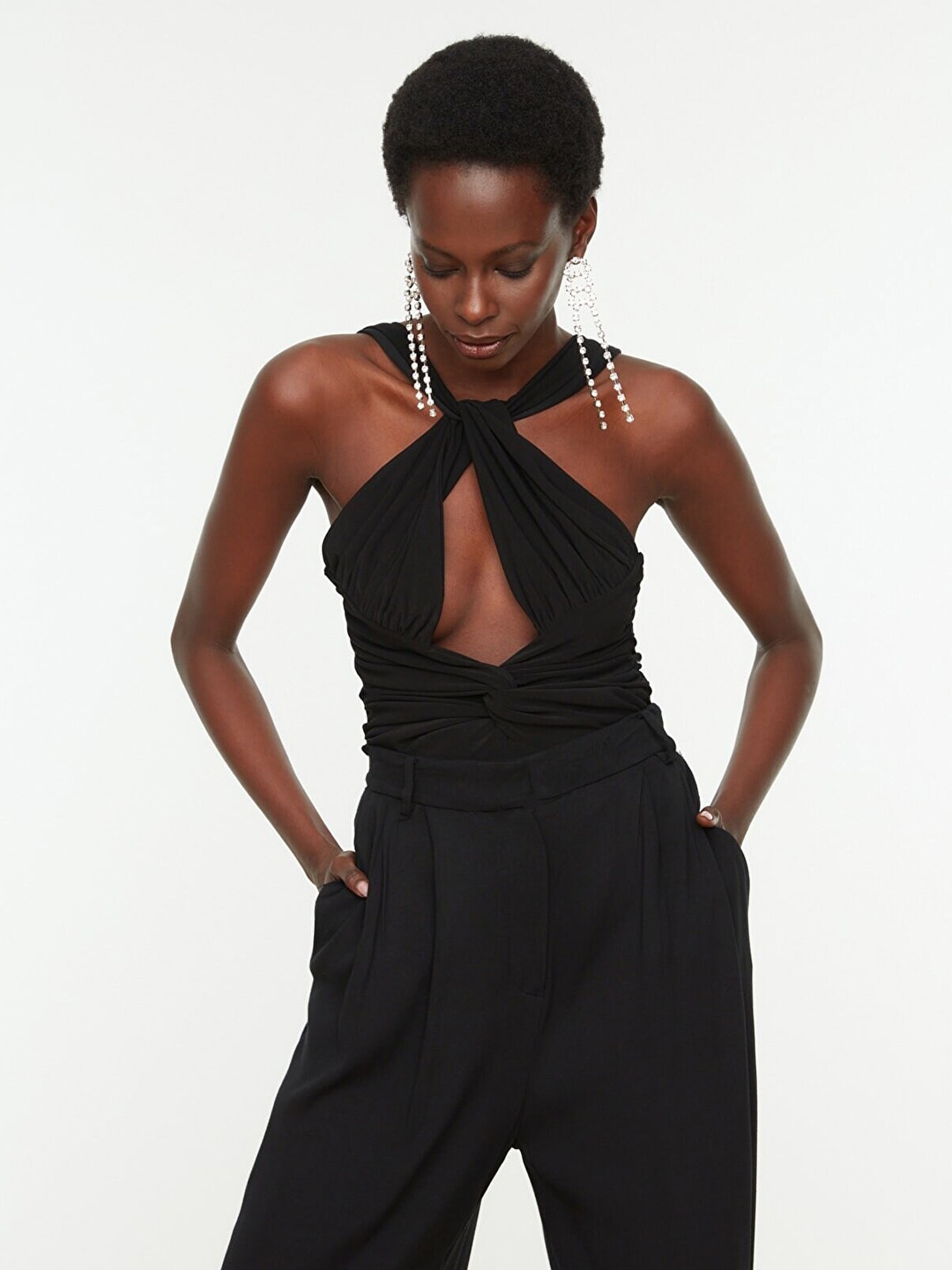 

Trendyol Black Halter Neck Styled Back Top