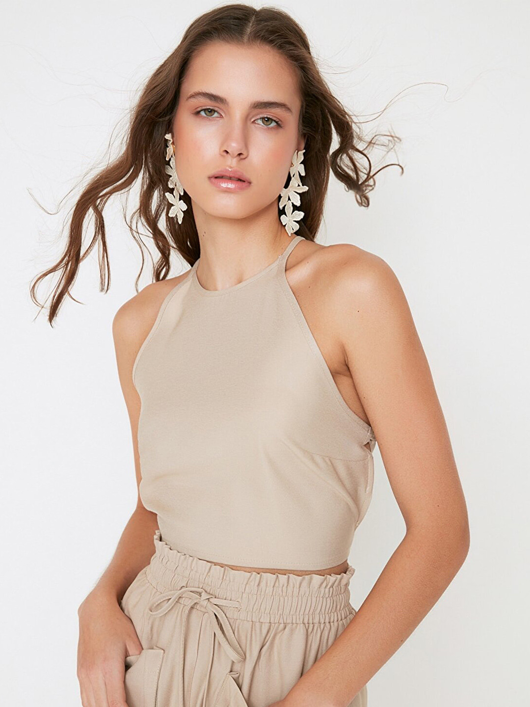 

Trendyol Women Beige Styled Back Top