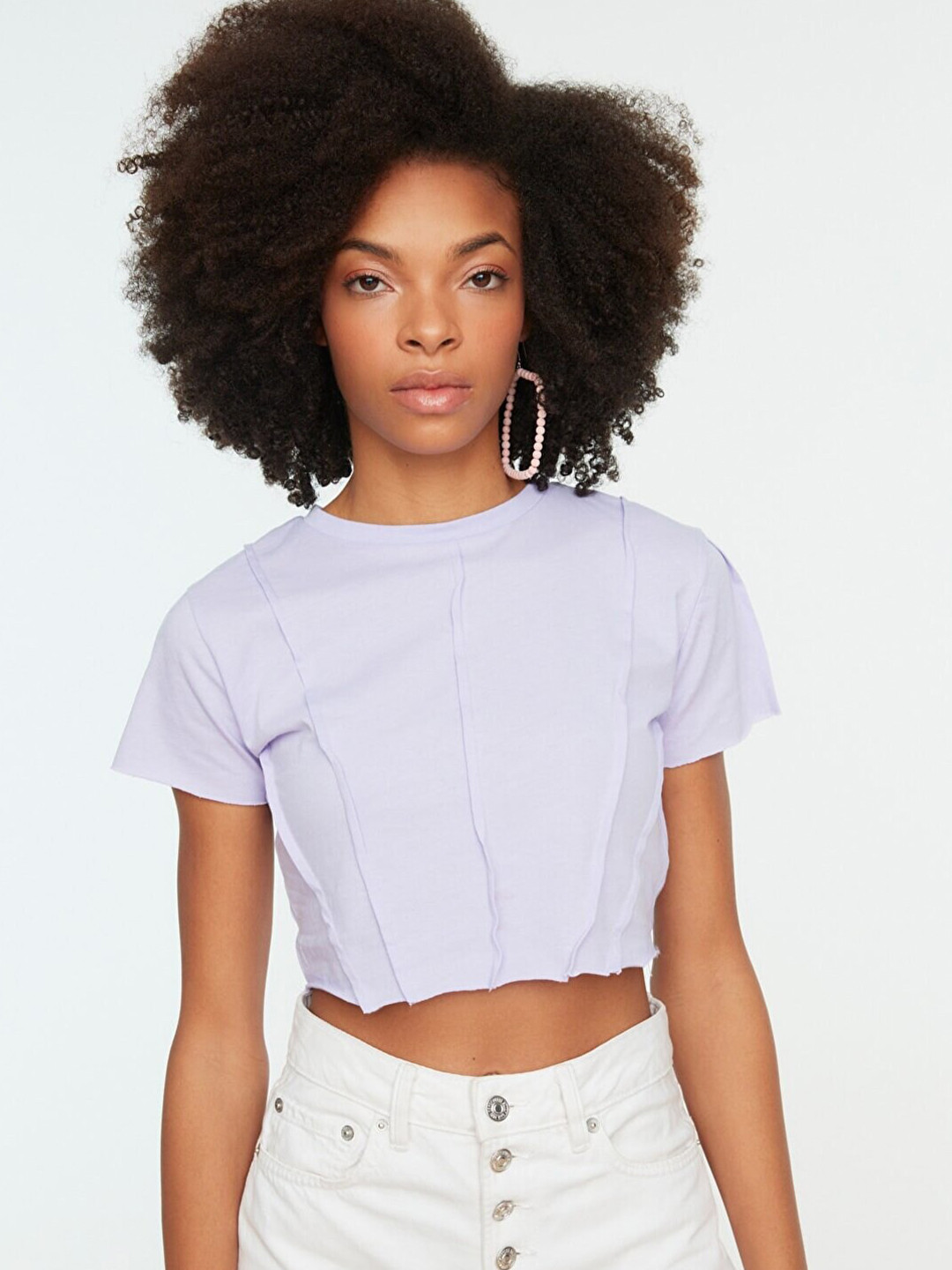 

Trendyol Lavender Round Neck Crop Top