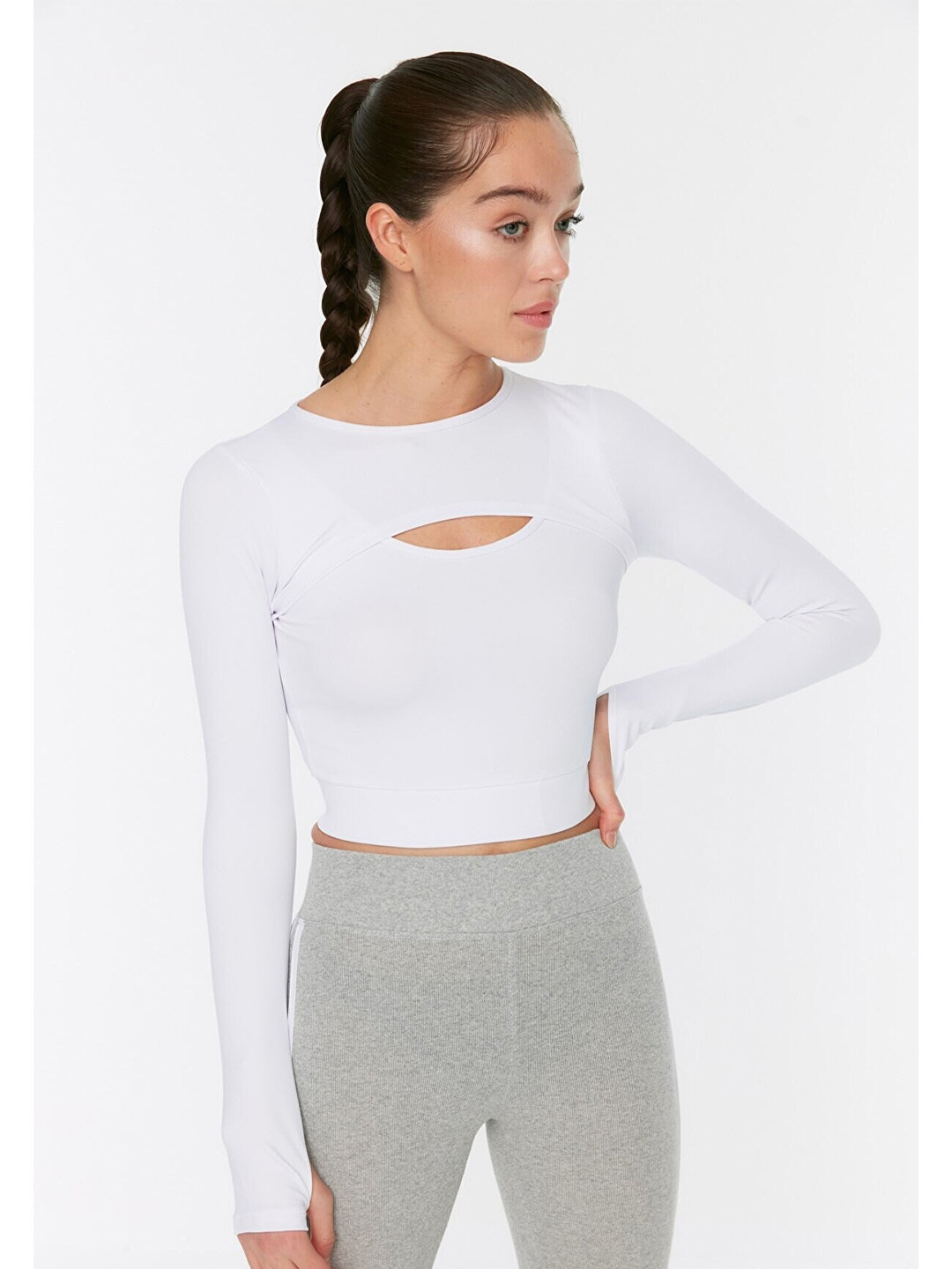 

Trendyol White Solid Crop Top