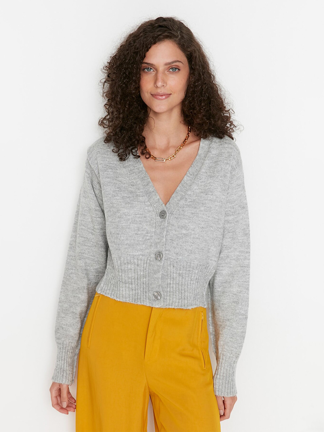 

Trendyol Women Grey Melange Cardigan