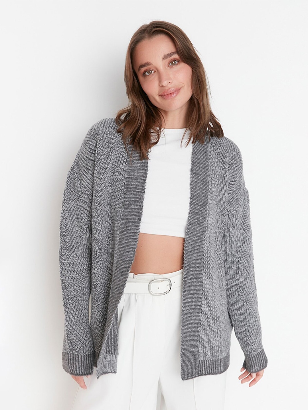 

Trendyol Women Grey Longline Shrug