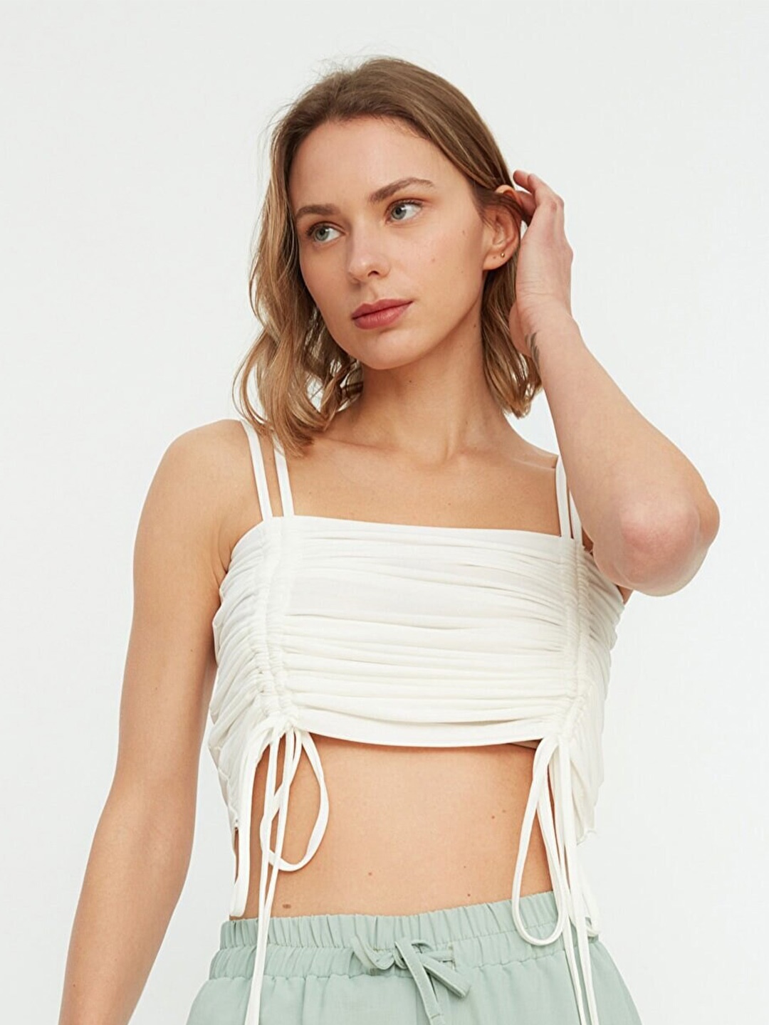 

Trendyol Women Off White Crop Top