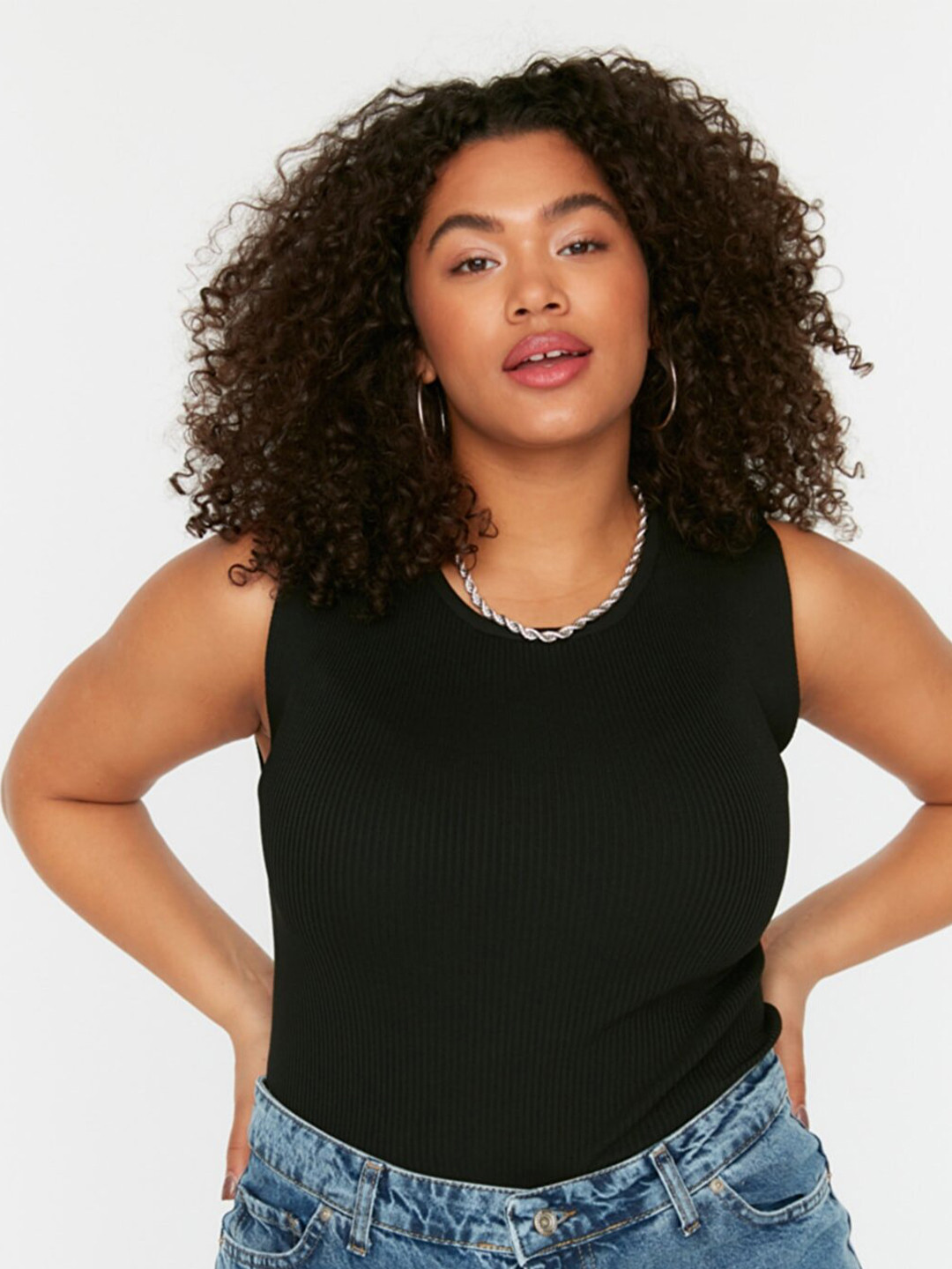 

Trendyol Women Black Round Neck Top