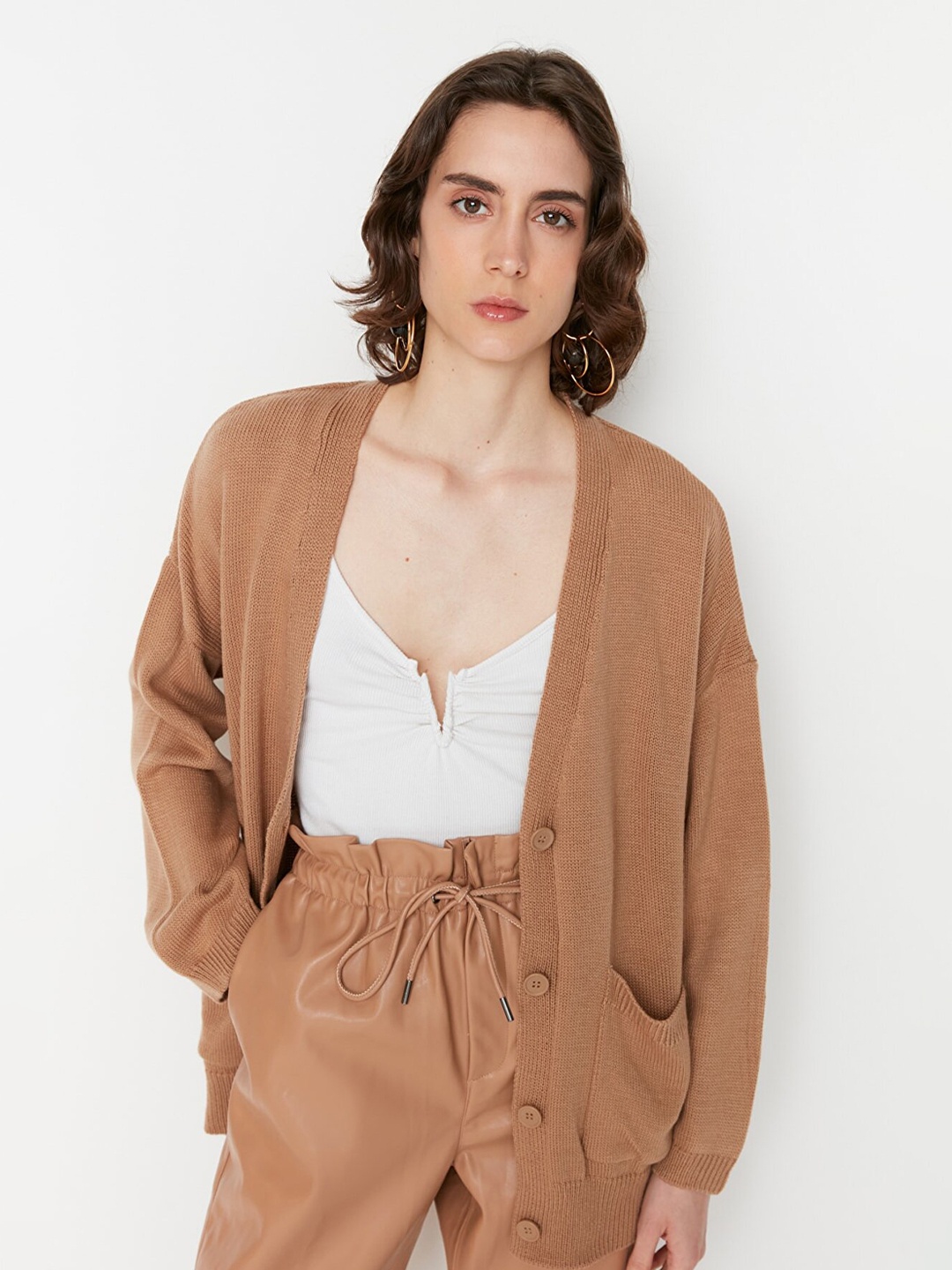 

Trendyol Women Beige Solid Cardigan
